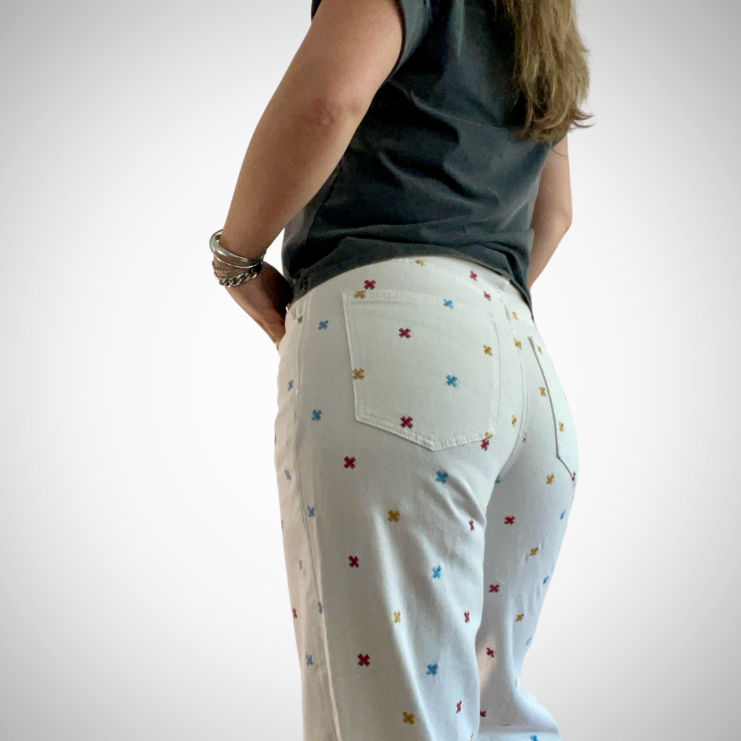 White Flowers Jeans