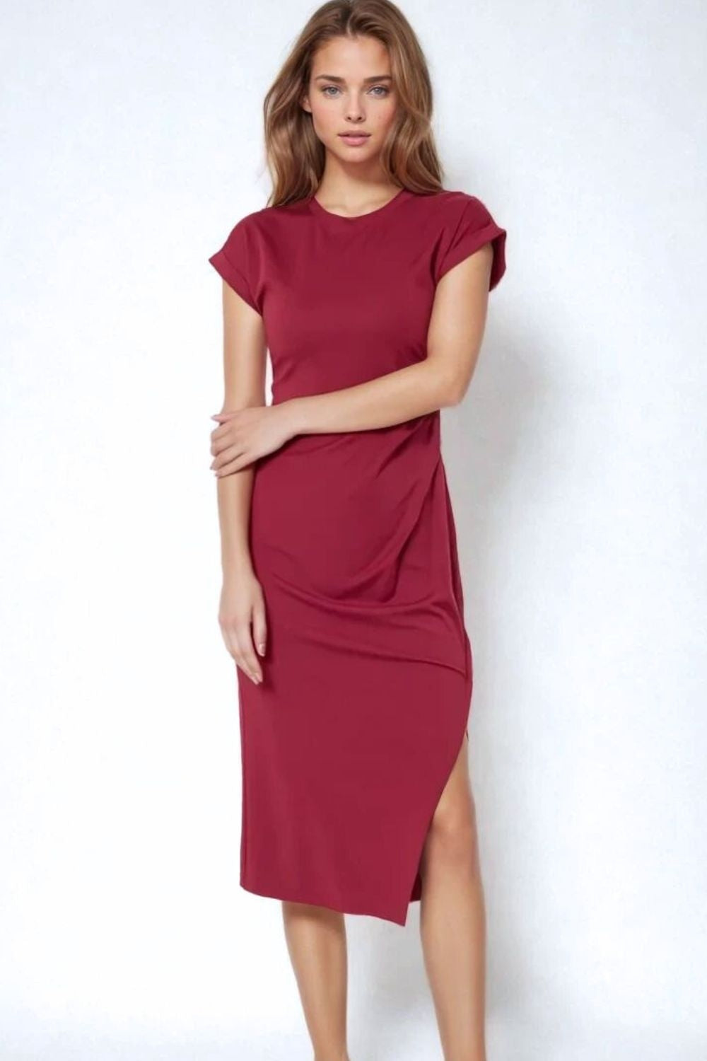 Vestido sem mangas em tencel elástico cinzento