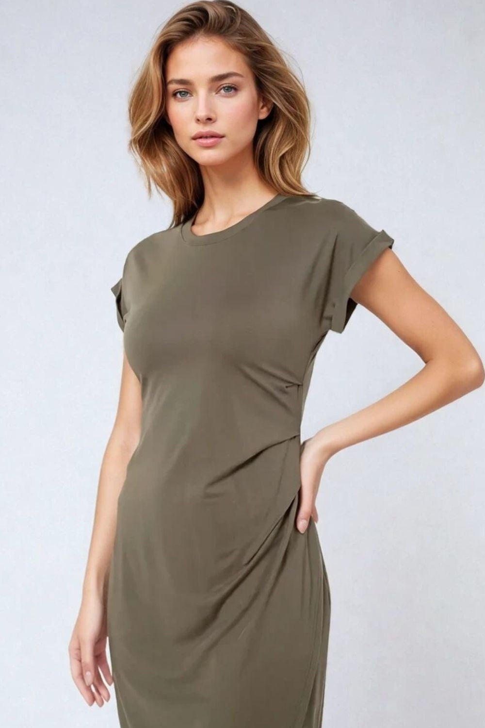 Vestido sem mangas em tencel elástico cinzento